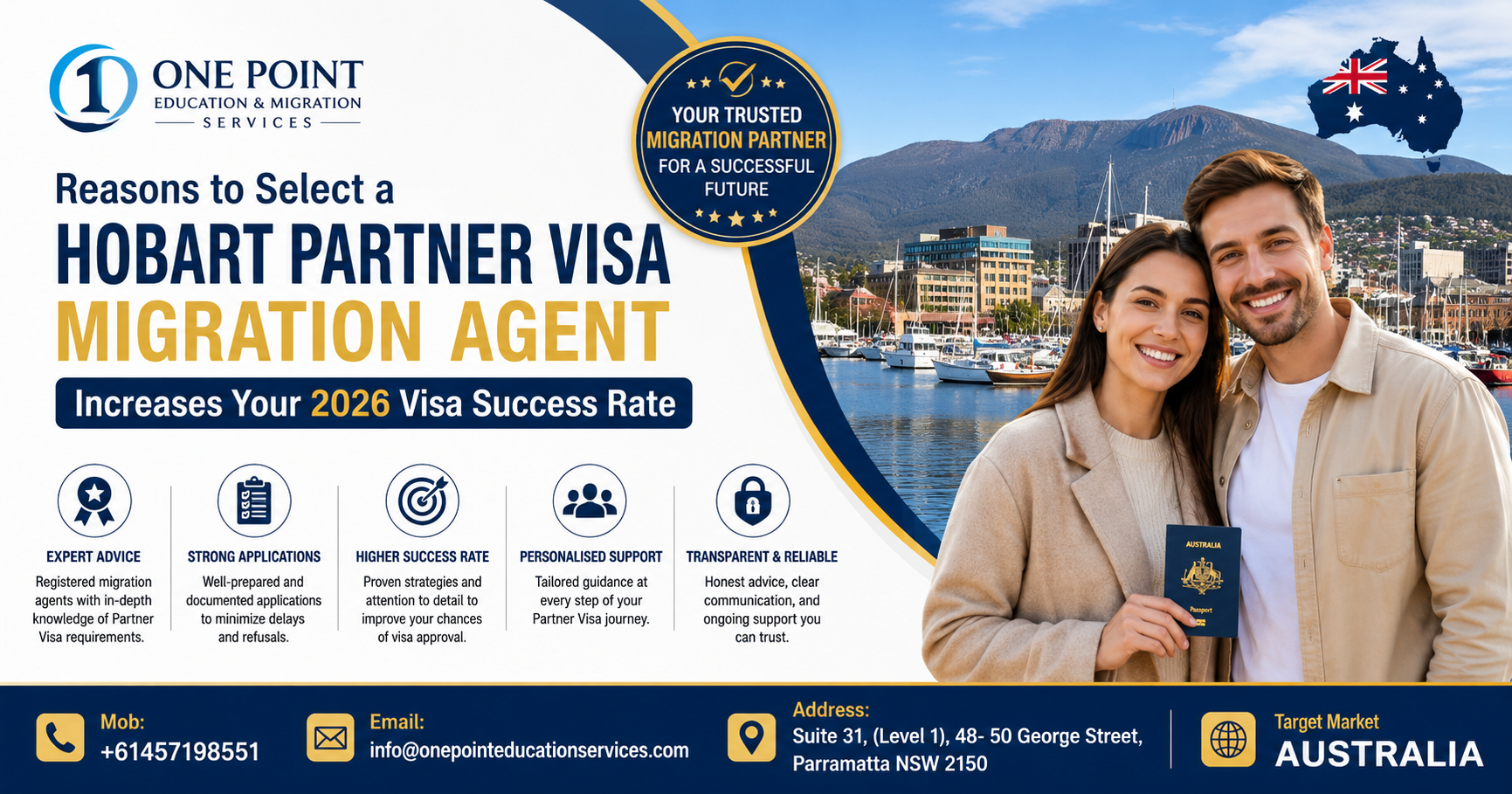 Best Migration Agent in Hobart providing Australian visa and migration services by ONEPOINT Education Services